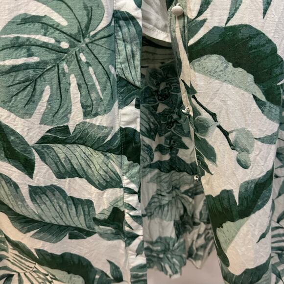 Johanna Ortiz x H&M Green Palm Leaf Midi Dress Puff Sleeve Linen Blend XS - Picture 6 of 8